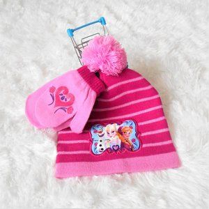 Disney Frozen Beanie and Mitten Set Pink Toddler